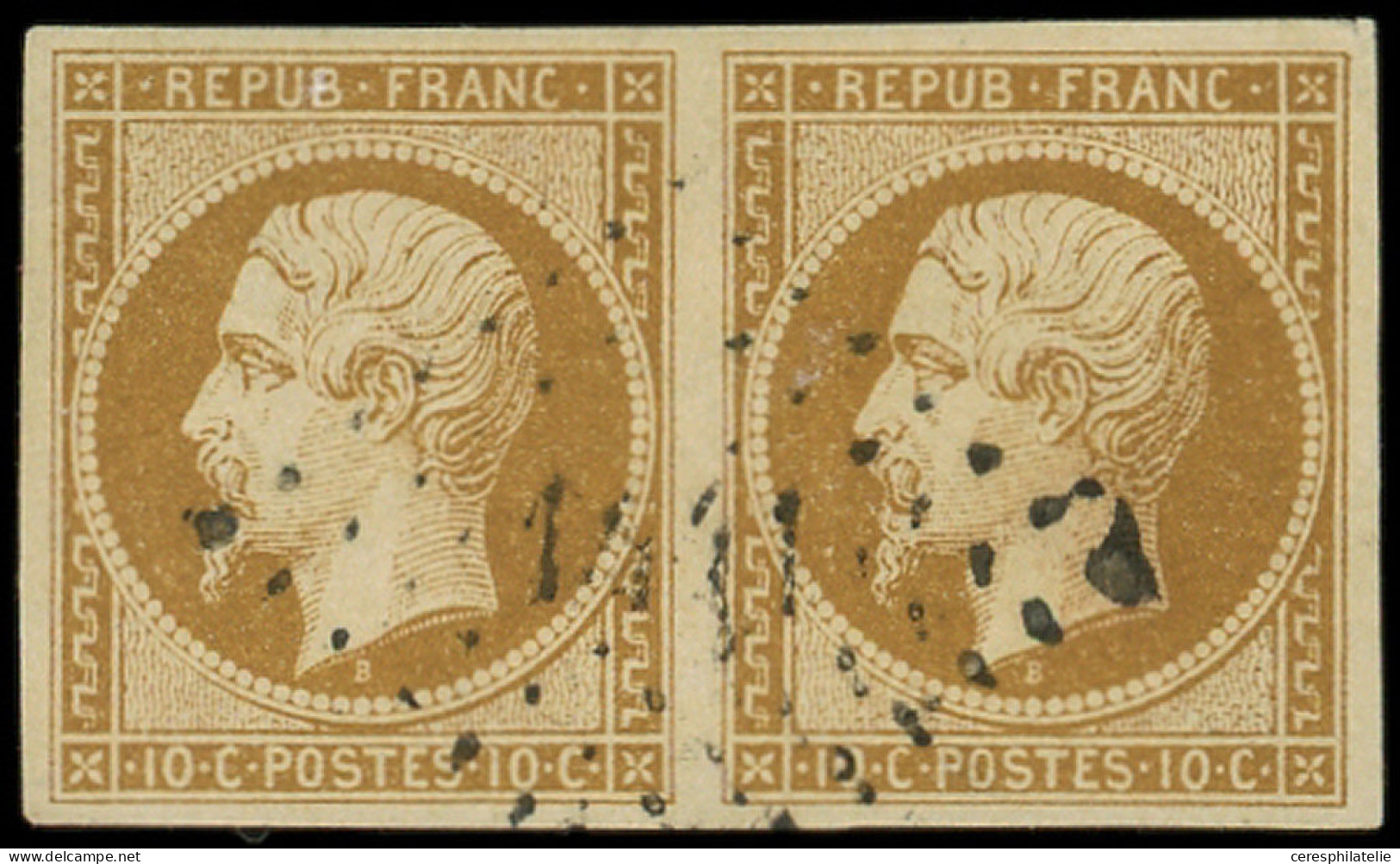 PRESIDENCE - 9a   10c. Bistre-brun, PAIRE Obl. PC 1441, TTB - 1852 Louis-Napoléon