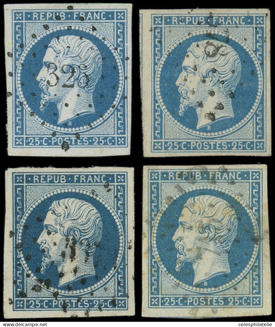 PRESIDENCE - 10   25c. Bleu, 4 Nuances Obl. PC, Ex. Choisis, TB - 1852 Louis-Napoléon