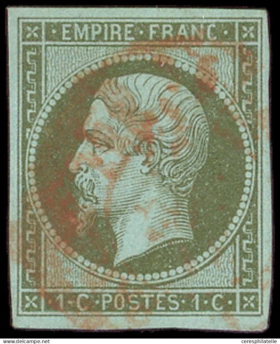 EMPIRE NON DENTELE - 11    1c. Vert-olive, Obl. Càd ROUGE, TB - 1853-1860 Napoléon III
