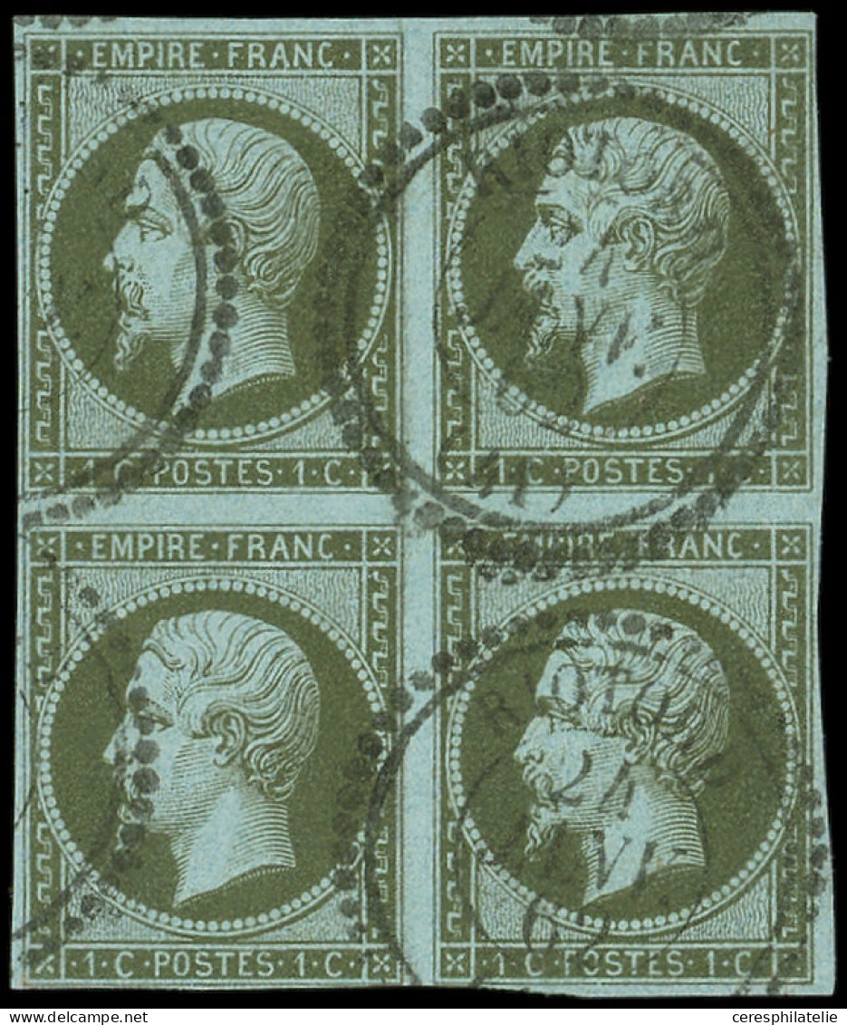 EMPIRE NON DENTELE - 11    1c. Vert, BLOC De 4 Obl. Càd T22 RIOTORD 4/12/62, TB - 1853-1860 Napoléon III