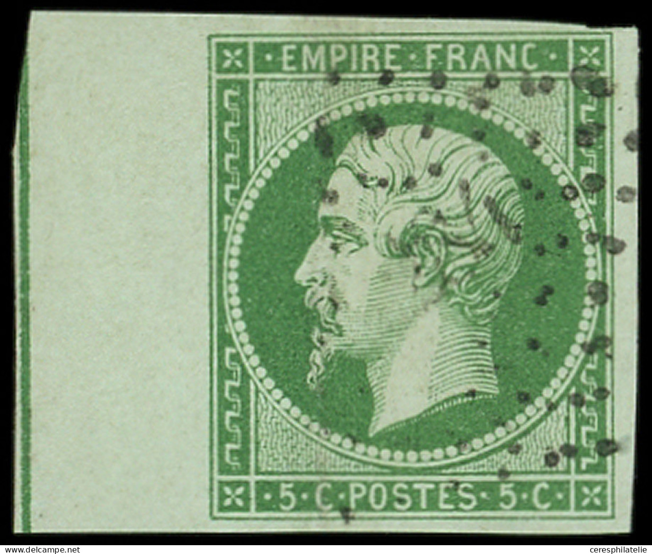 EMPIRE NON DENTELE - L12d  5c. Vert Foncé, Bdf Avec FILET D'ENCADREMENT Quasi Total, Obl. PC, TB - 1853-1860 Napoléon III