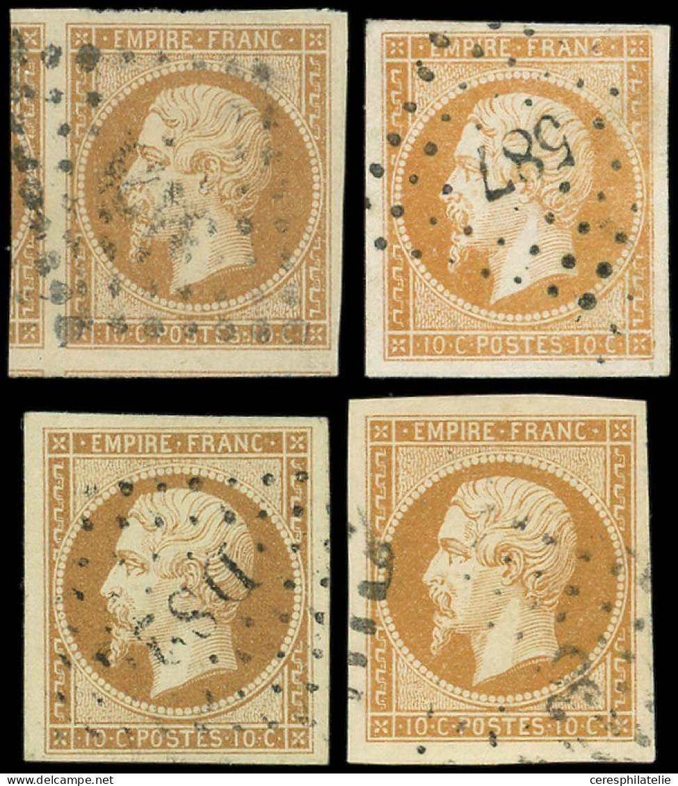 EMPIRE NON DENTELE - 13A  10c. Bistre, T I (2) Et N°13B 10c. Brun Clair T II (2), Tous Obl., Ex. Choisis, TTB - 1853-1860 Napoléon III