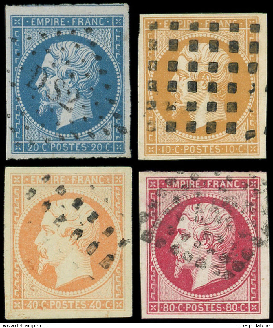 EMPIRE NON DENTELE - 13Ab 10c. Bistre-orange, T I, Obl. GROS POINTS, N°14A, 16 Et 17B Obl. Diverses, Tous Ex. Choisis, T - 1853-1860 Napoléon III