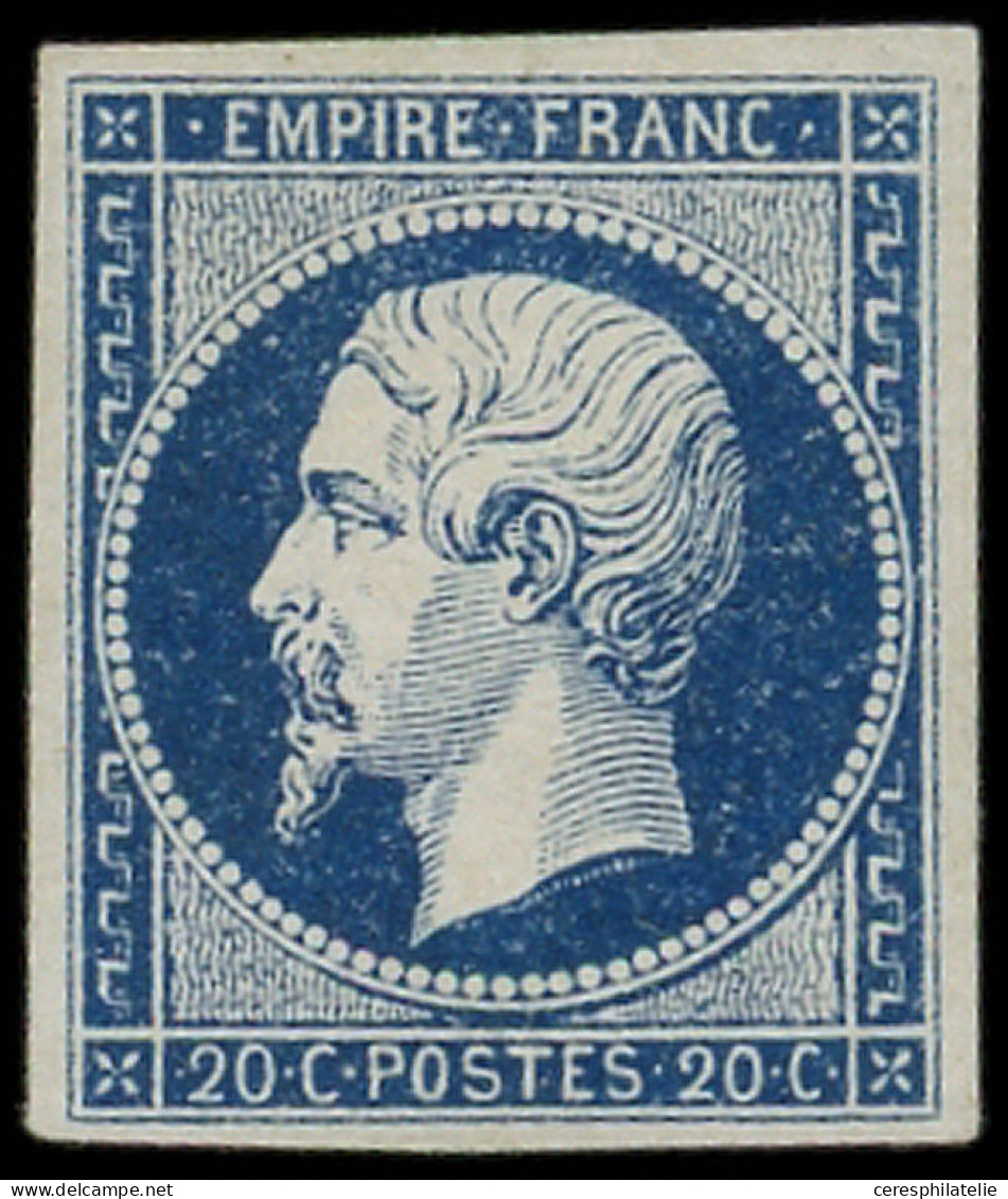 * EMPIRE NON DENTELE - 14Ab 20c. Bleu-noir, T I, Nuance Certifiée Calves, TB. C - 1853-1860 Napoléon III.