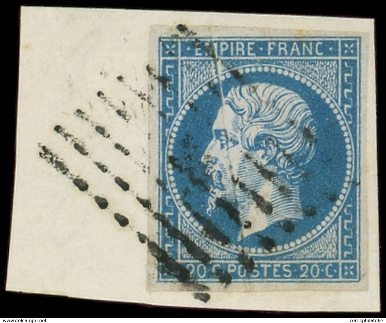 EMPIRE NON DENTELE - 14A  20c. Bleu, T I, PLI ACCORDEON, Obl. S. Son Support, TB - 1853-1860 Napoleone III