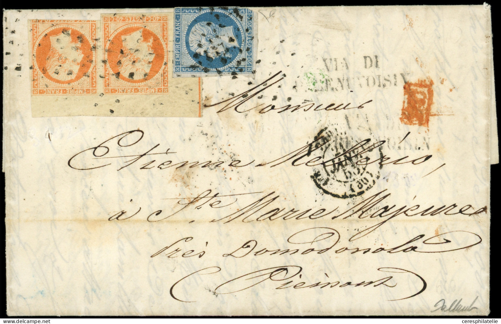 Let EMPIRE NON DENTELE - L16c 40c. Orange, PAIRE Cdf, Un Ex. Avec FILET D'ENCADREMENT, TB, L'autre Entamé + N°14A Défx O - 1849-1876: Klassik