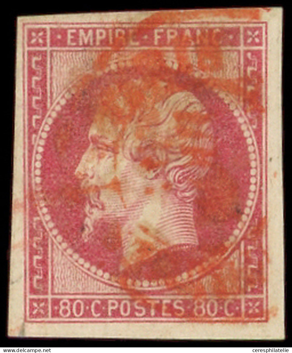 EMPIRE NON DENTELE - 17B  80c. Rose, Obl. Càd ROUGE, TB - 1853-1860 Napoléon III.