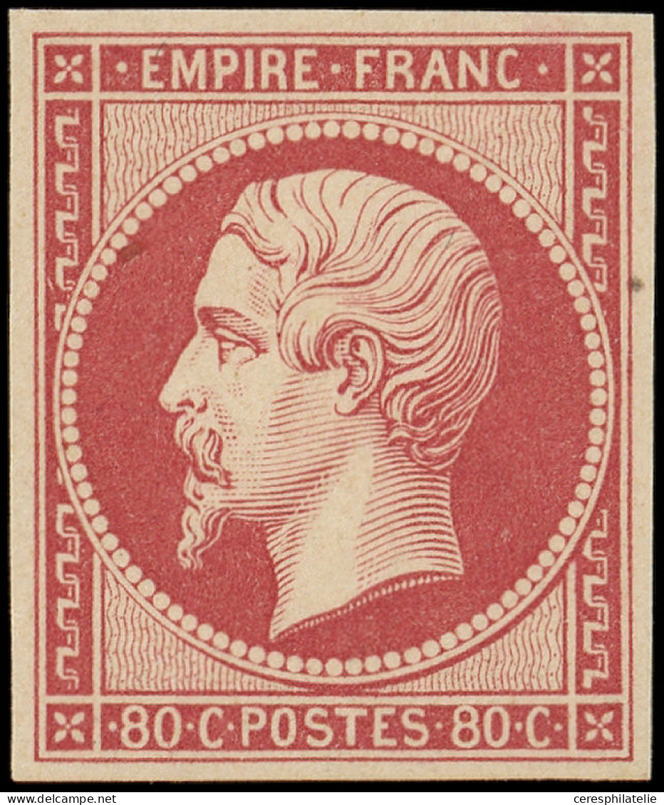 ** EMPIRE NON DENTELE - R17h 80c. Carmin Rose, REIMPRESSION, Fraîcheur Postale, Superbe - 1853-1860 Napoléon III