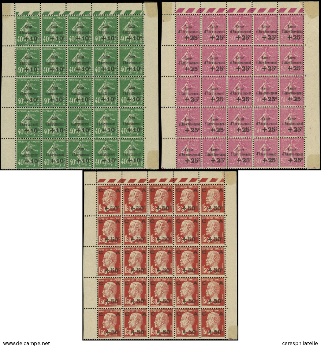 ** EMISSIONS DU XXe SIECLE - 253/55 3ème Série Amortissement, BLOCS De 25 Avec Bords, Très Bon Centrage D'ensemble, TB - Neufs