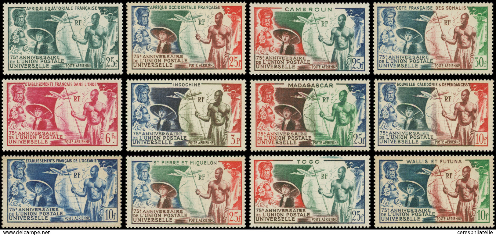 ** Grandes Séries Coloniales 1949 : U.P.U., 12 Valeurs, TB - Non Classés