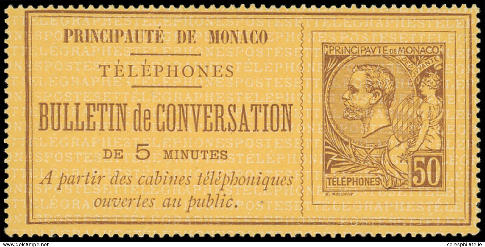(*) MONACO Téléphone 1 : 50c. Brun Sur Jaune-or, TB - Telefoonzegels