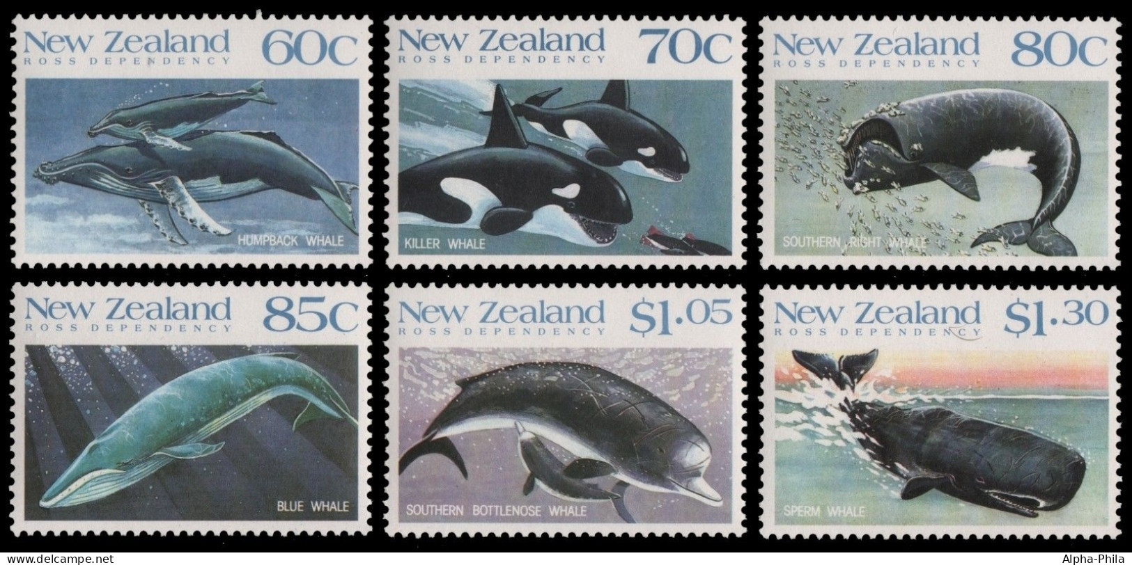 Neuseeland 1988 - Mi-Nr. 1056-1061 ** - MNH - Wale / Whales - Ongebruikt