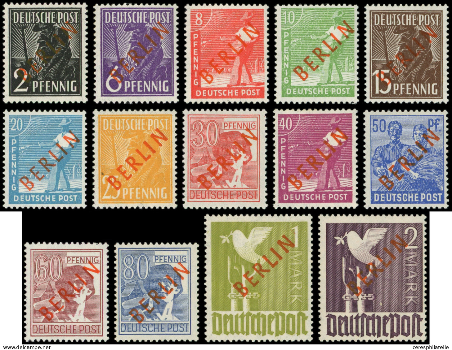 ** BERLIN 1/18 : La Série, Surcharge Rouge, TB - Unused Stamps