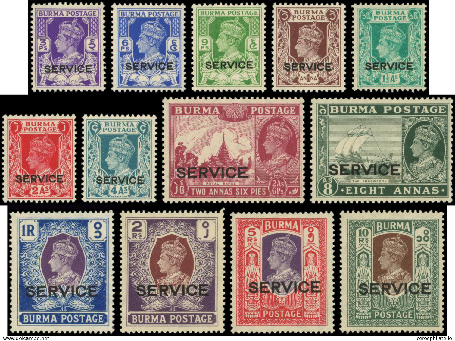 ** BIRMANIE Service 15/26 : Série De 1939-40, TB - Birma (...-1947)