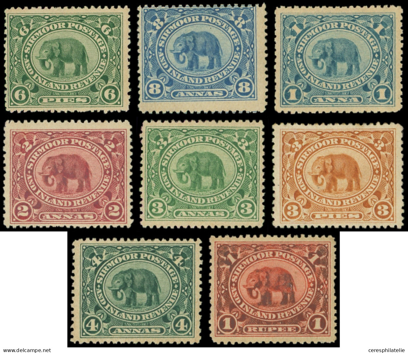 * ETATS PRINCIERS DE L'INDE Sirmoor 9/16 : Série Eléphant De 1895-99, TB - Autres & Non Classés