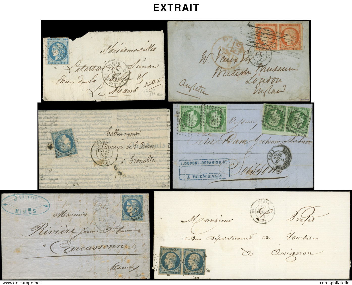 Let 110 Lots De Vente Sur Offres Sur Leur Fiche D'origine, Lettres De France, Classiques Dont Ballons Montés, XXe Siècle - Collections (with Albums)