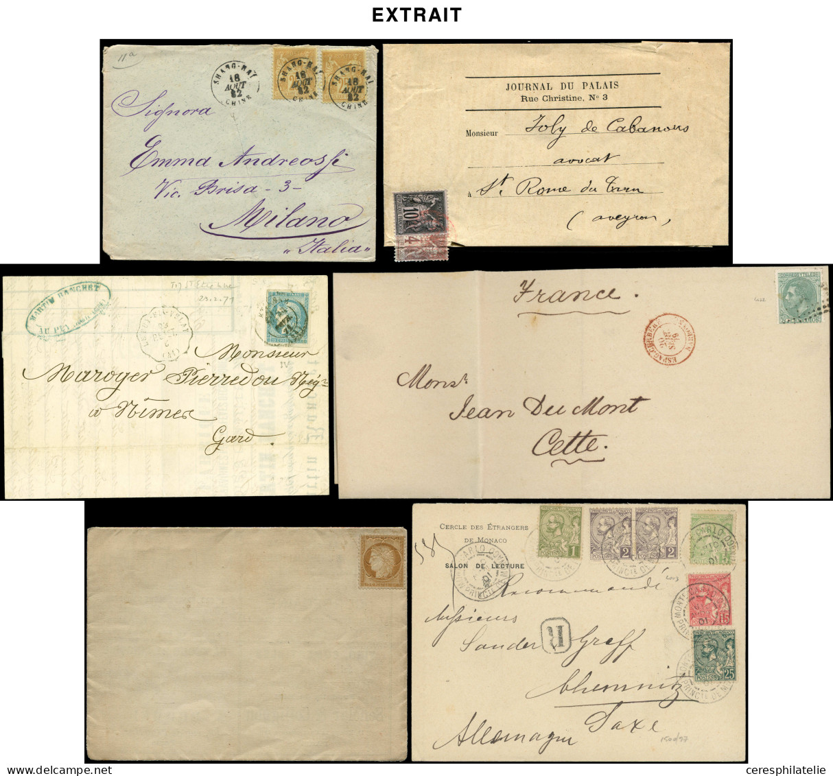 Let 110 lots de vente sur offres sur leur fiche d'origine, lettres de France, classiques dont Ballons Montés, XXe siècle