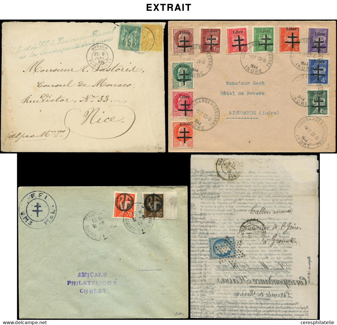 Let 110 lots de vente sur offres sur leur fiche d'origine, lettres de France, classiques dont Ballons Montés, XXe siècle