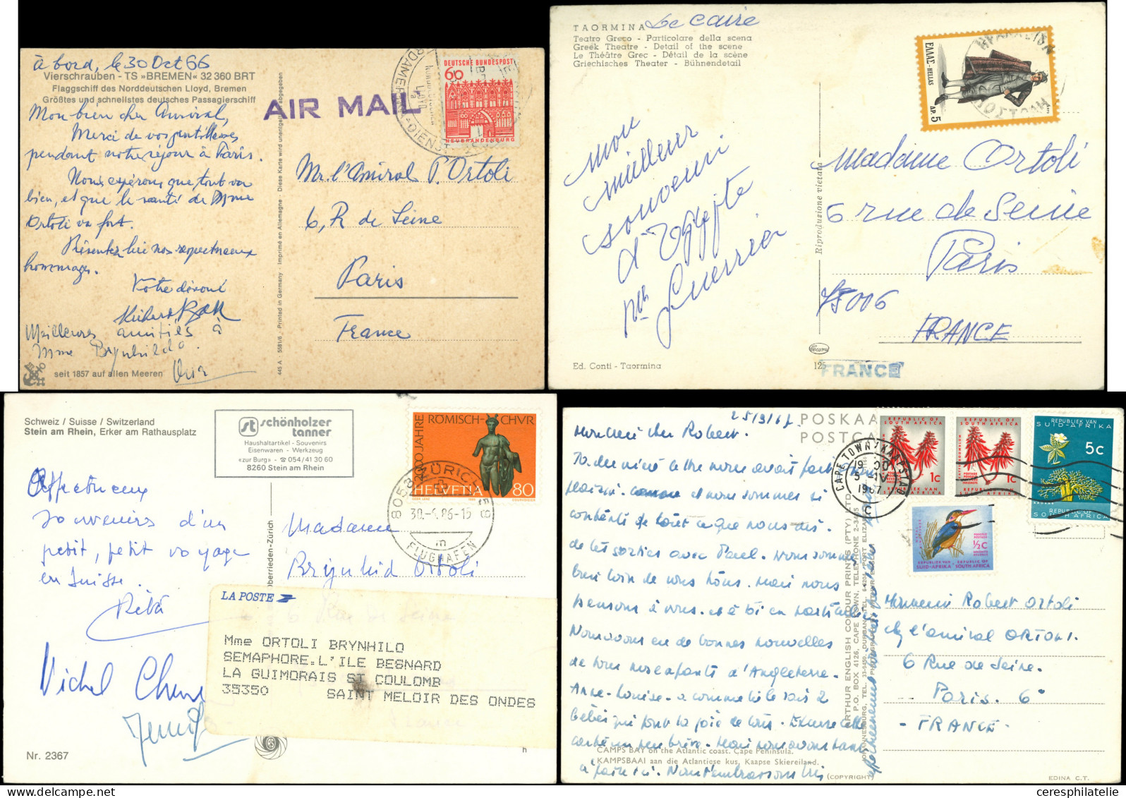 Let Archive De L'Amiral Ortolé, 15 Lettres Ou CP, Dont Porte Avion Clémenceau Et Charles De Gaulle, Porte Hélicoptère Je - Verzamelingen (in Albums)