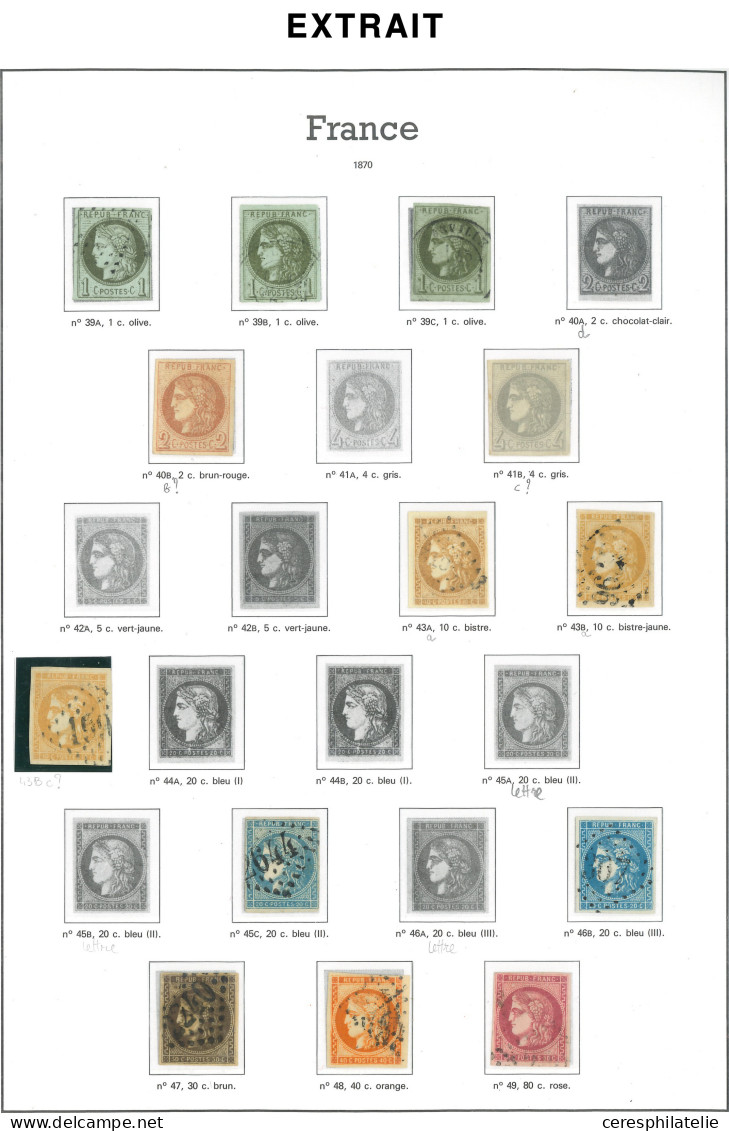 Collection de France Postes 1849/1948 en album Yvert, neuf ou obl. jusqu'en 1900, états divers mais avec par ex N°5, 18,