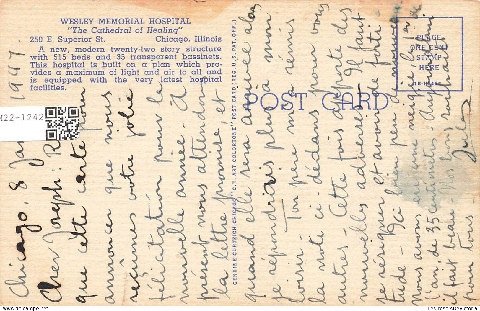 ETATS-UNIS - Chicago - Wesley Memorial Hospital - Colorisé - Carte Postale - Chicago