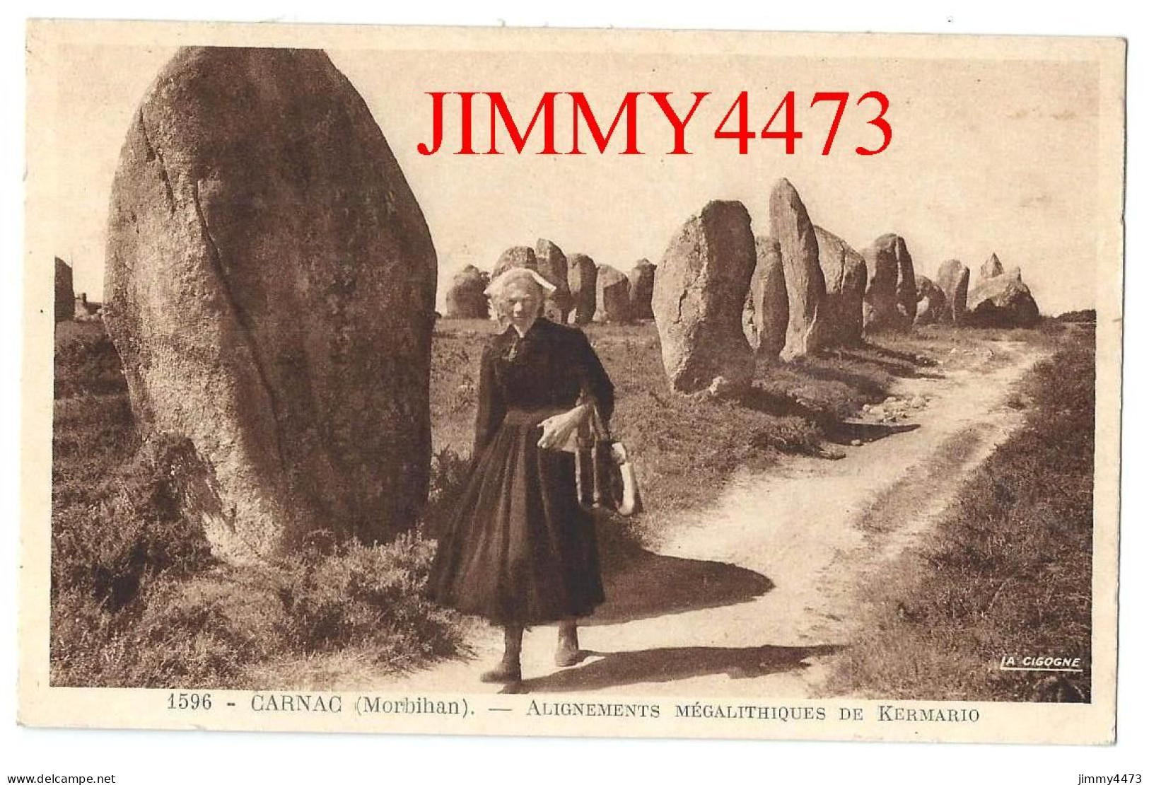 CPA - CARNAC (Morbihan) - Alignements Mégalithiques De Kermario ( Allée Bien Animée ) N° 1596 - Edit. La Cigogne - Dolmen & Menhirs