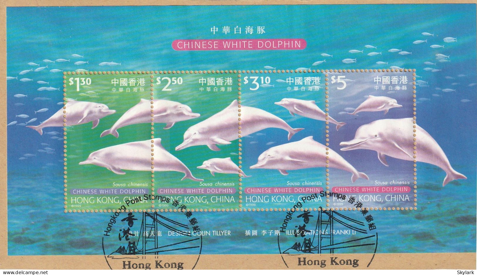 Hong Kong  1999    "Chinese White Dolphin (Sousa Chinensis)" - Blocs-feuillets