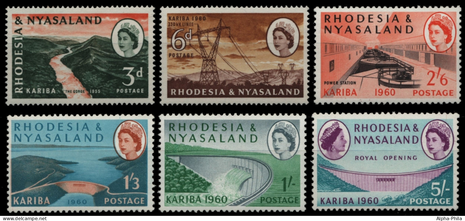 Rhodesien & Nyassa 1960 - Mi-Nr. 34-39 ** - MNH - Kariba-Staudamm - Rhodésie & Nyasaland (1954-1963)