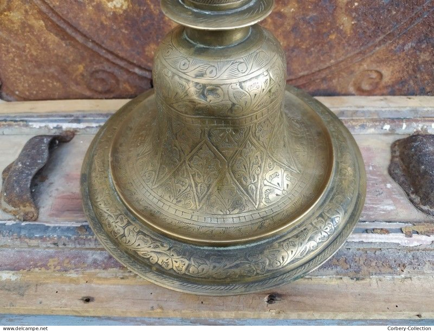 Ancienne Base de Hookah Bronze Inde XIXème Indien India