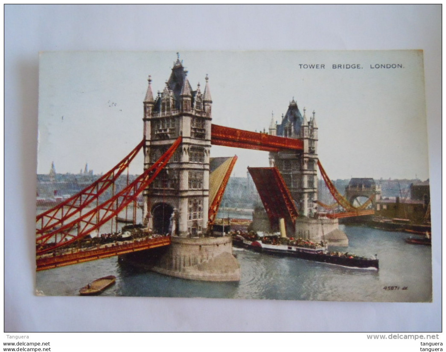 London Tower Bridge Used 1947  Valentine's Post Card - River Thames