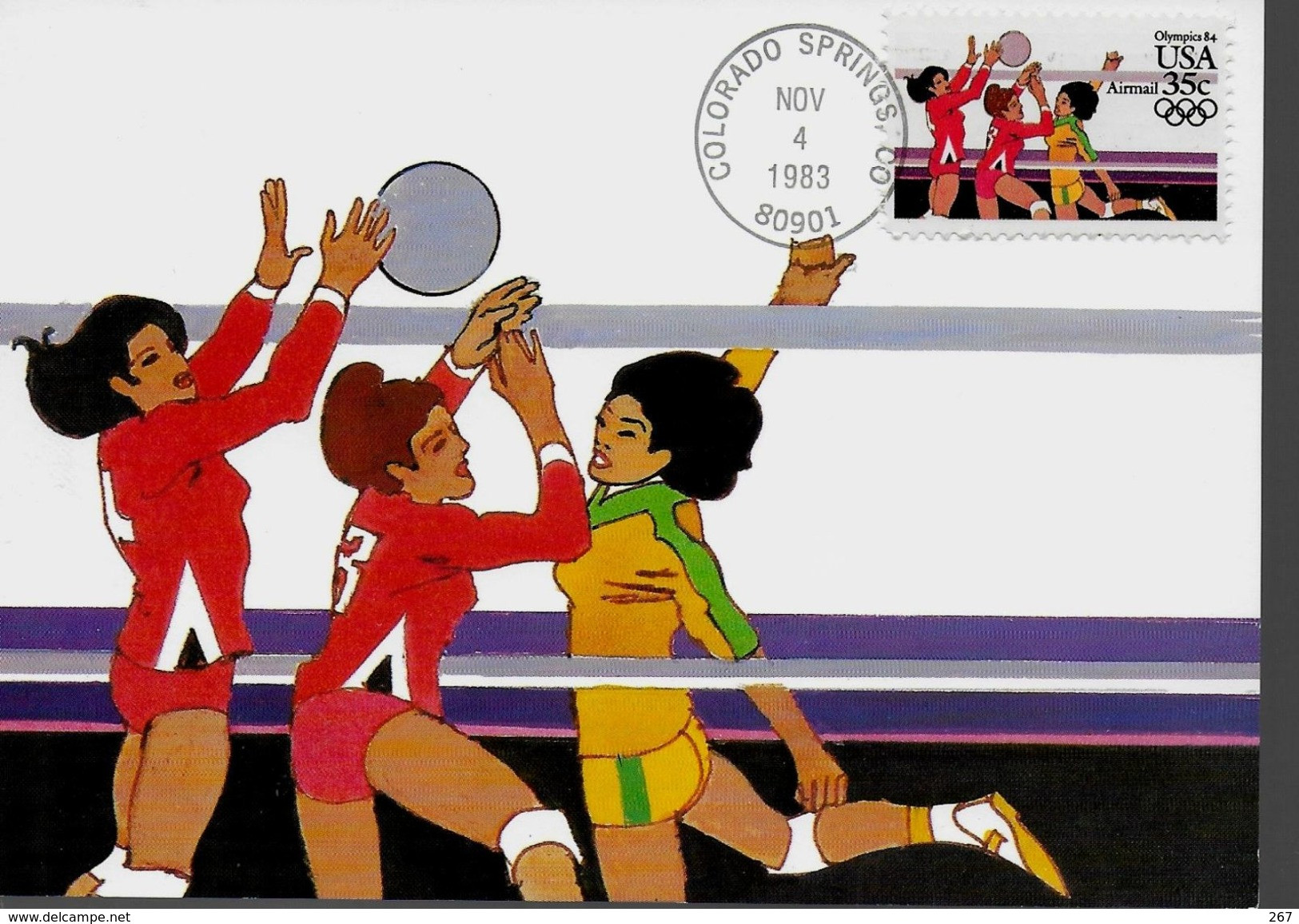 USA Carte Maxi 1983   Jo 1984 Volley Ball - Volleybal