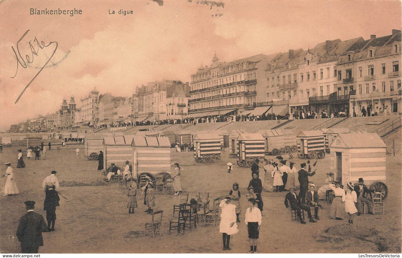 BELGIQUE - Blankenberge - La Digue - Cabines - Animé - Carte Postale Ancienne - Blankenberge