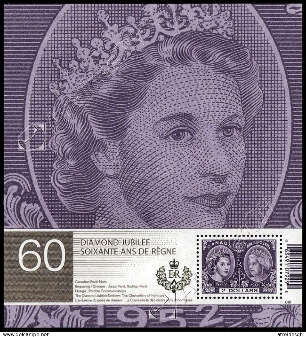 [Q] Canada 2012: Foglietto Giubileo Elisabetta II / Diamond Jubilee S/S ** - Hojas Bloque