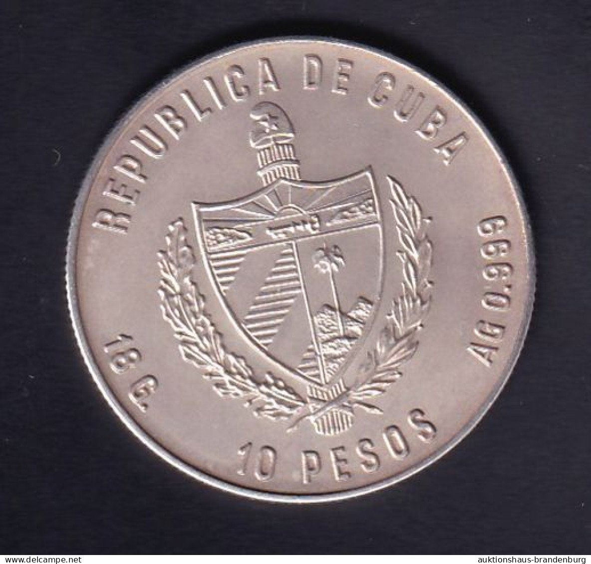Kuba Cuba: 10 Pesos 1980 - Olympia Moskau - 0.999er Silber - 18 G - Ø 35 Mm - In Münzkapsel - Cuba