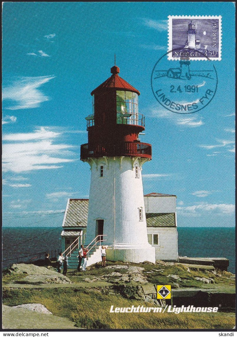 NORWEGEN 1991 Mi-Nr. 877 Maximumkarte MK/MC Leuchtturm Alben - Maximumkaarten