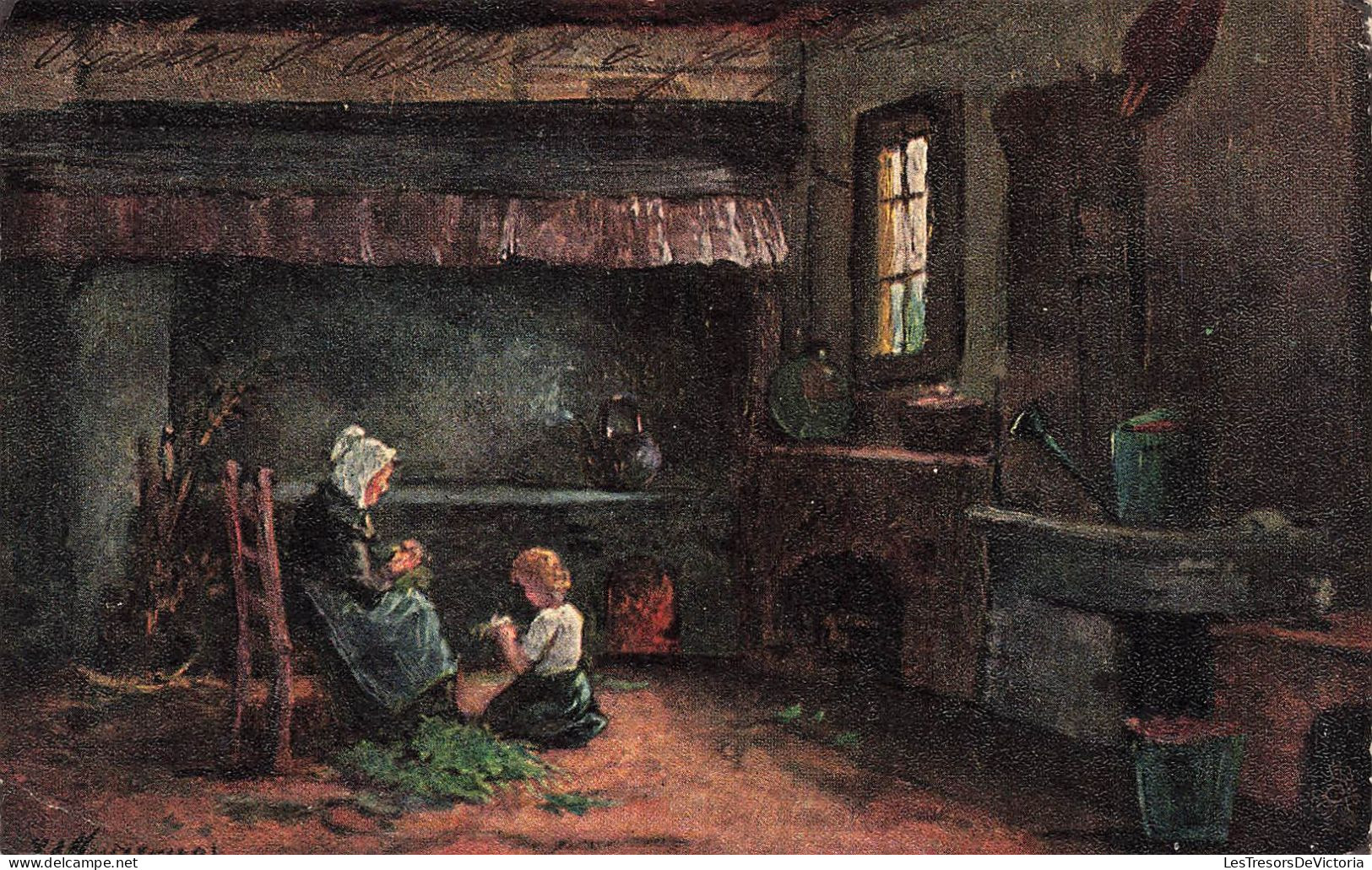 ARTS - Peintures Et Tableaux - Une Mère Avec Sa Fille Dans La Cuisine  - Carte Postale Ancienne - Paintings