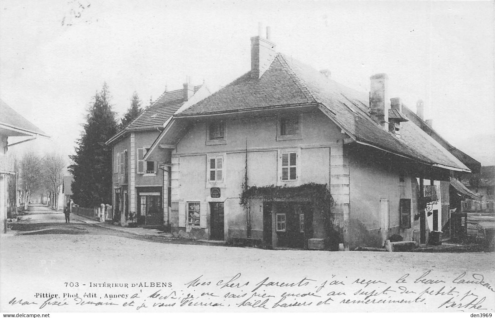 Intérieur D'ALBENS (Savoie) - Précurseur Voyagé 1903 (2 Scans) Guichard, 2 Place Du Port Villiers à Chalon-sur-Saône - Albens