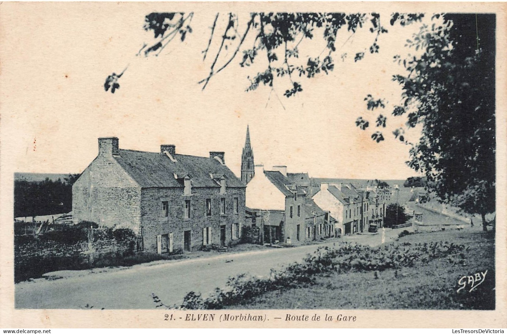 FRANCE - Elven - Route De La Gare - Eglise - Carte Postale Ancienne - Elven