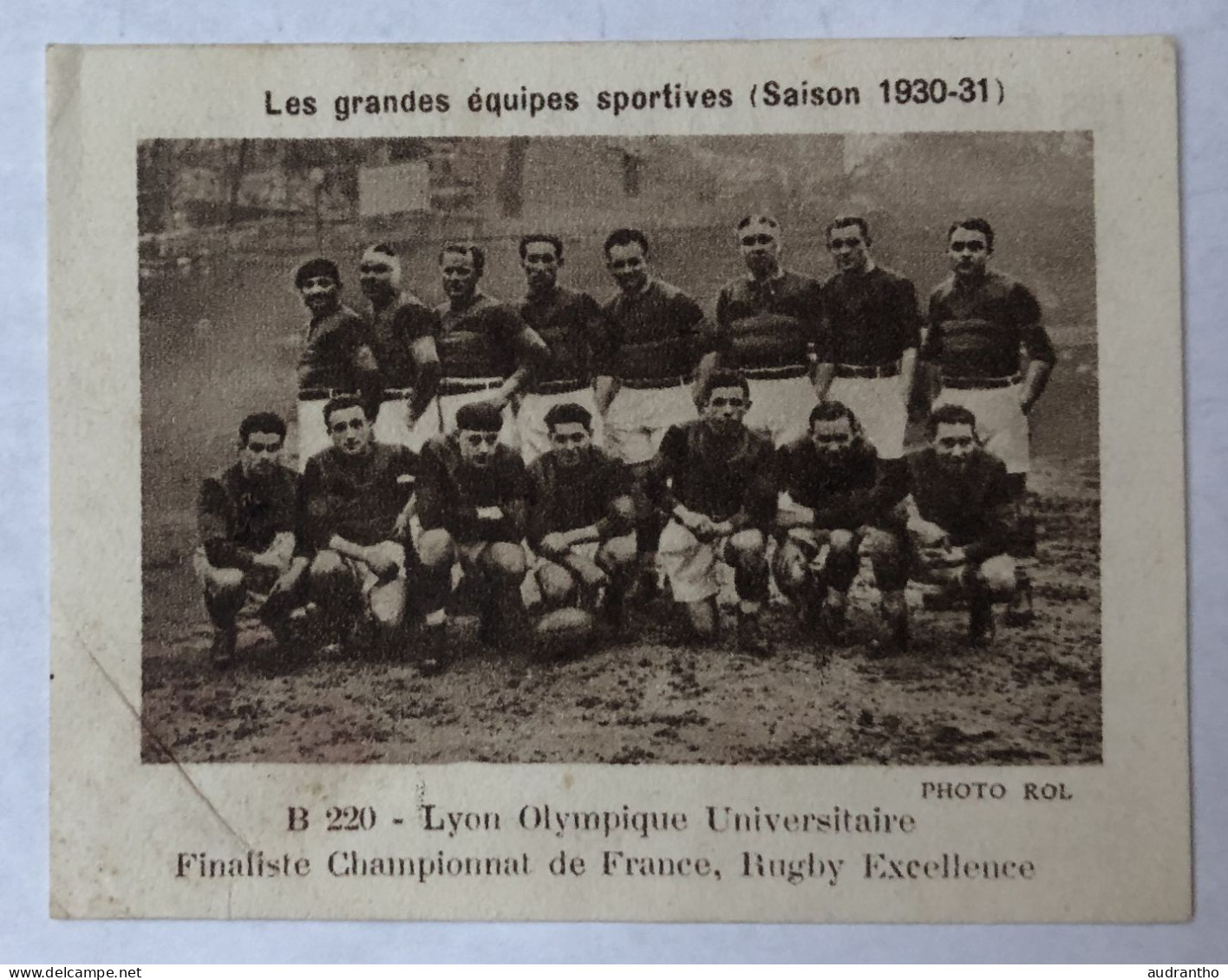 Rare Image Ancienne Vache Qui Rit - équipe De RUGBY Lyon Olympique Universitaire 1930-1931 - Rugby