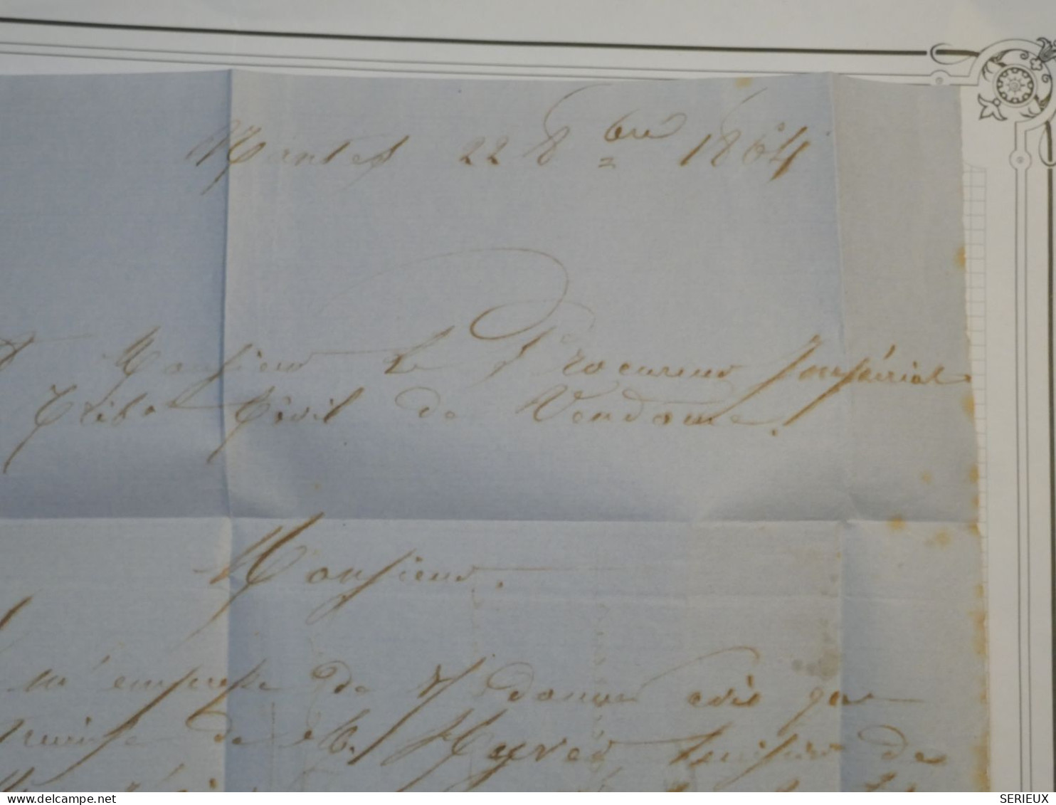 DF14  FRANCE LETTRE CURIOSITé   1868  NANTES A VENDOME    + N°22 PERFORé +  AFF.  INTERESSANT+ ++++ - 1849-1876: Klassieke Periode