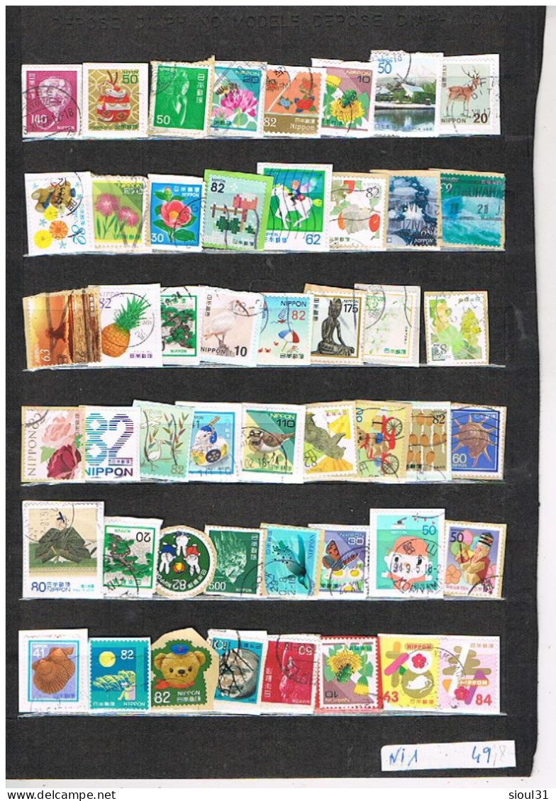 LOT DE  284 TIMBRES   JAPON OBLITERES SUR FRAGMENT - Collezioni & Lotti