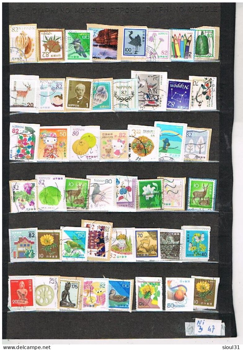 LOT DE  284 TIMBRES   JAPON OBLITERES SUR FRAGMENT - Colecciones & Series