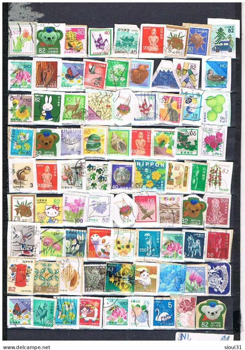 LOT DE  284 TIMBRES   JAPON OBLITERES SUR FRAGMENT - Collections, Lots & Séries