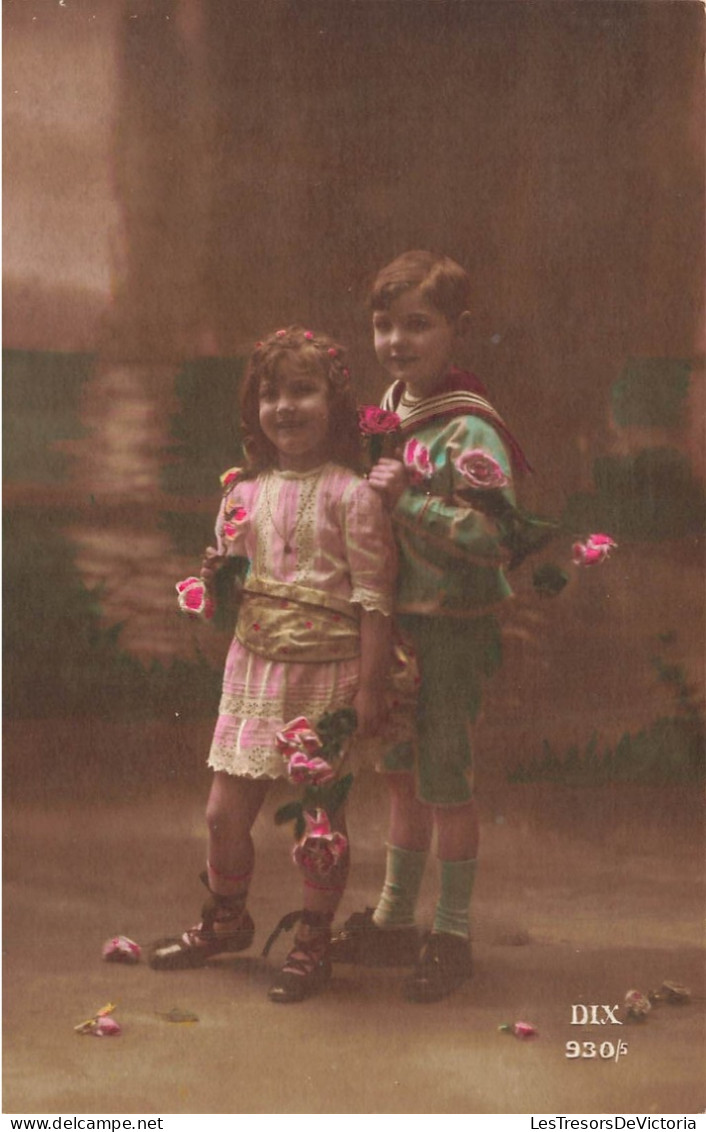 ENFANTS - Deux Enfants Côtes à Côtes - Habits De Marin - Colorisé - Carte Postale Ancienne - Andere & Zonder Classificatie