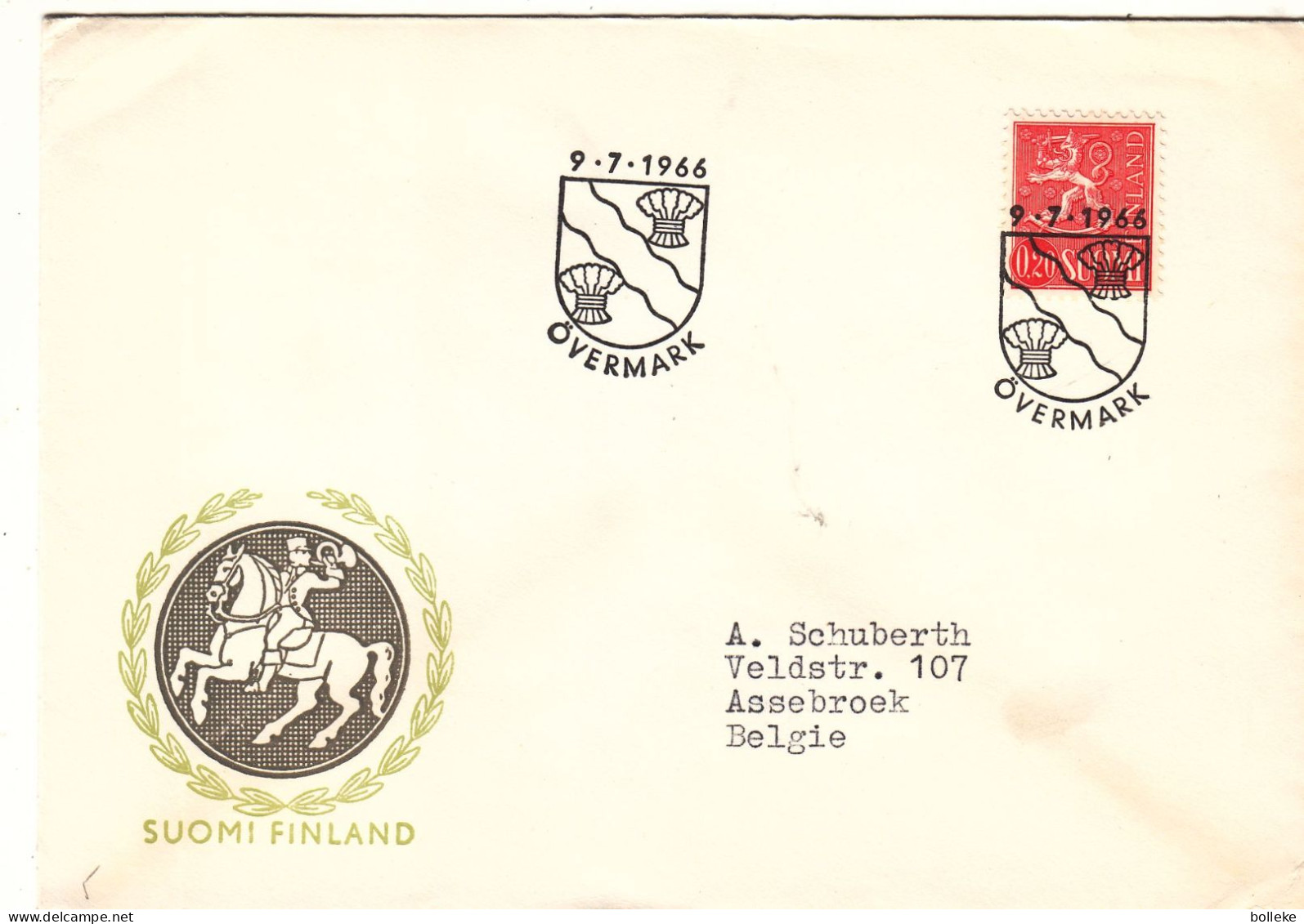 Finlande - Lettre De 1966 - Oblit Overmark - - Cartas & Documentos