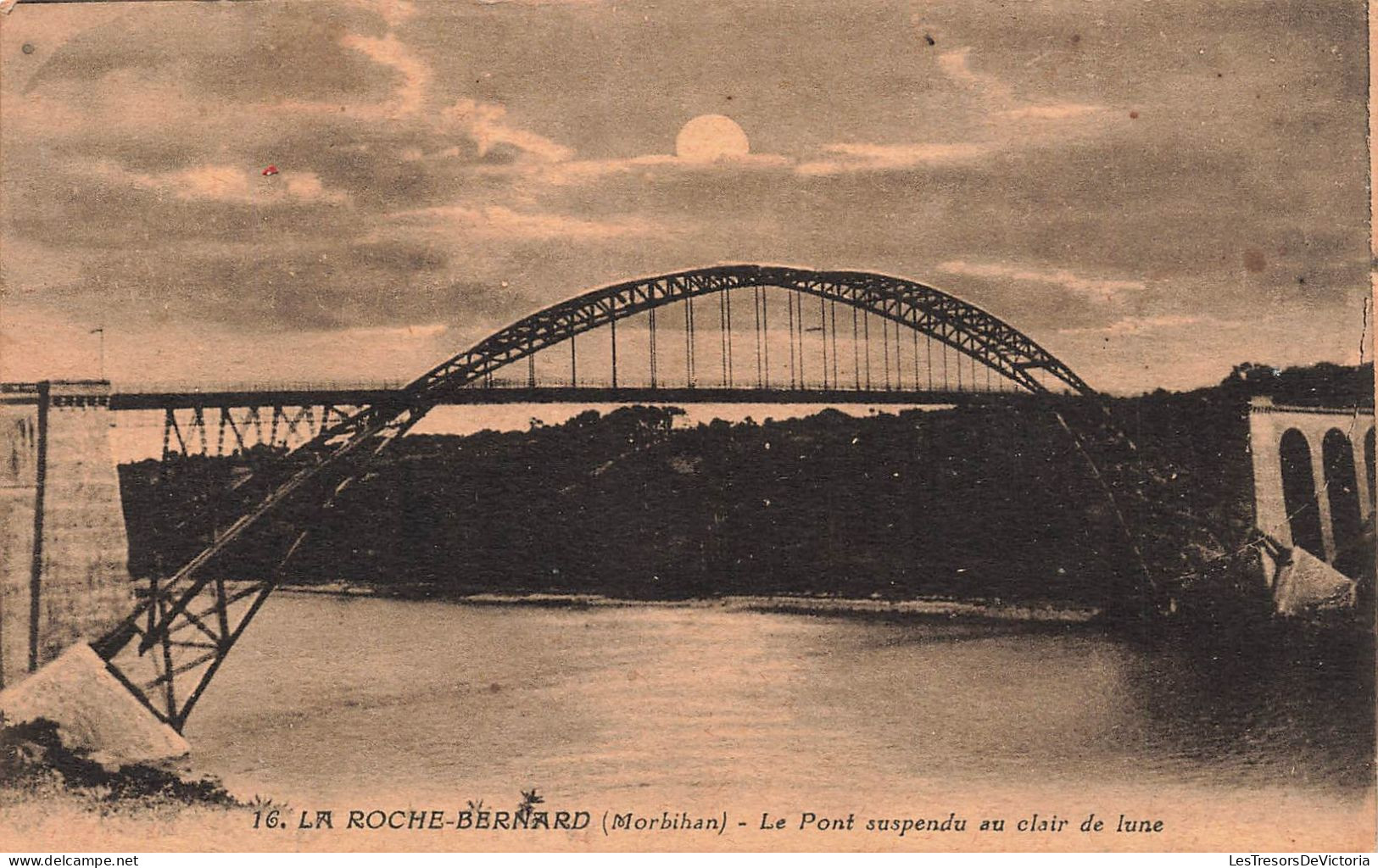 FRANCE - La Roche-Bernard - Le Pont Suspendu Au Clair De Lune - Carte Postale Ancienne - La Roche-Bernard