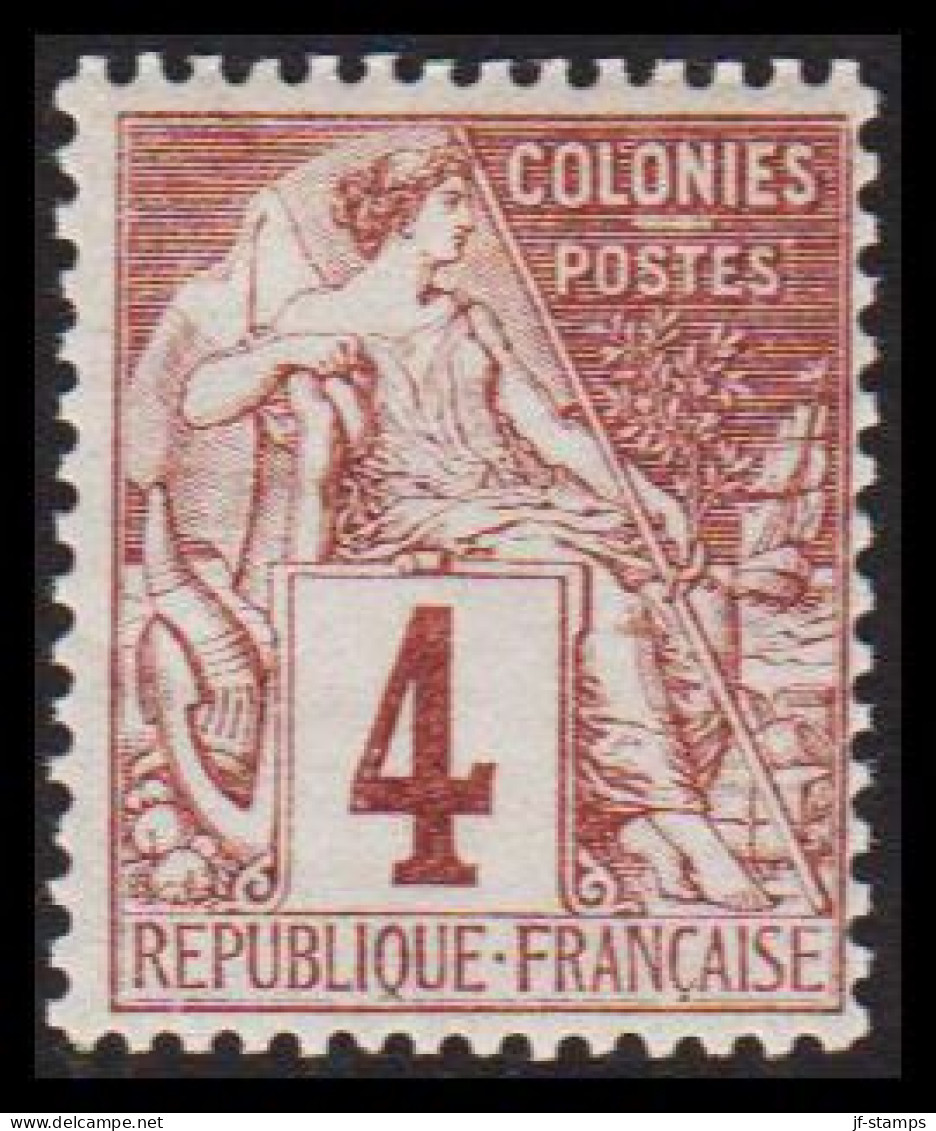 1881-1886. COLONIES FRANCAIS. 4 C COLONIES POSTES. Hinged. - JF537351 - Autres & Non Classés