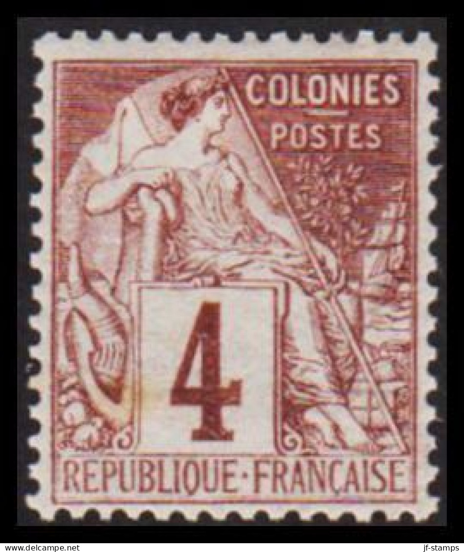 1881-1886. COLONIES FRANCAIS. 4 C COLONIES POSTES. Hinged. - JF537358 - Sonstige & Ohne Zuordnung