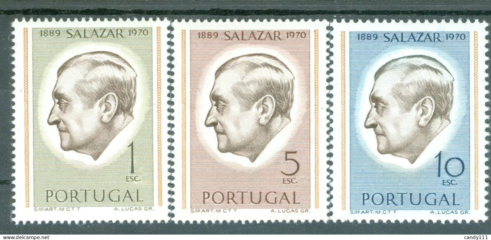 1971 Antonio De Oliveira Salazar,Prime Minister,Portugal,1136B,1137B,1138A,MNH - Neufs