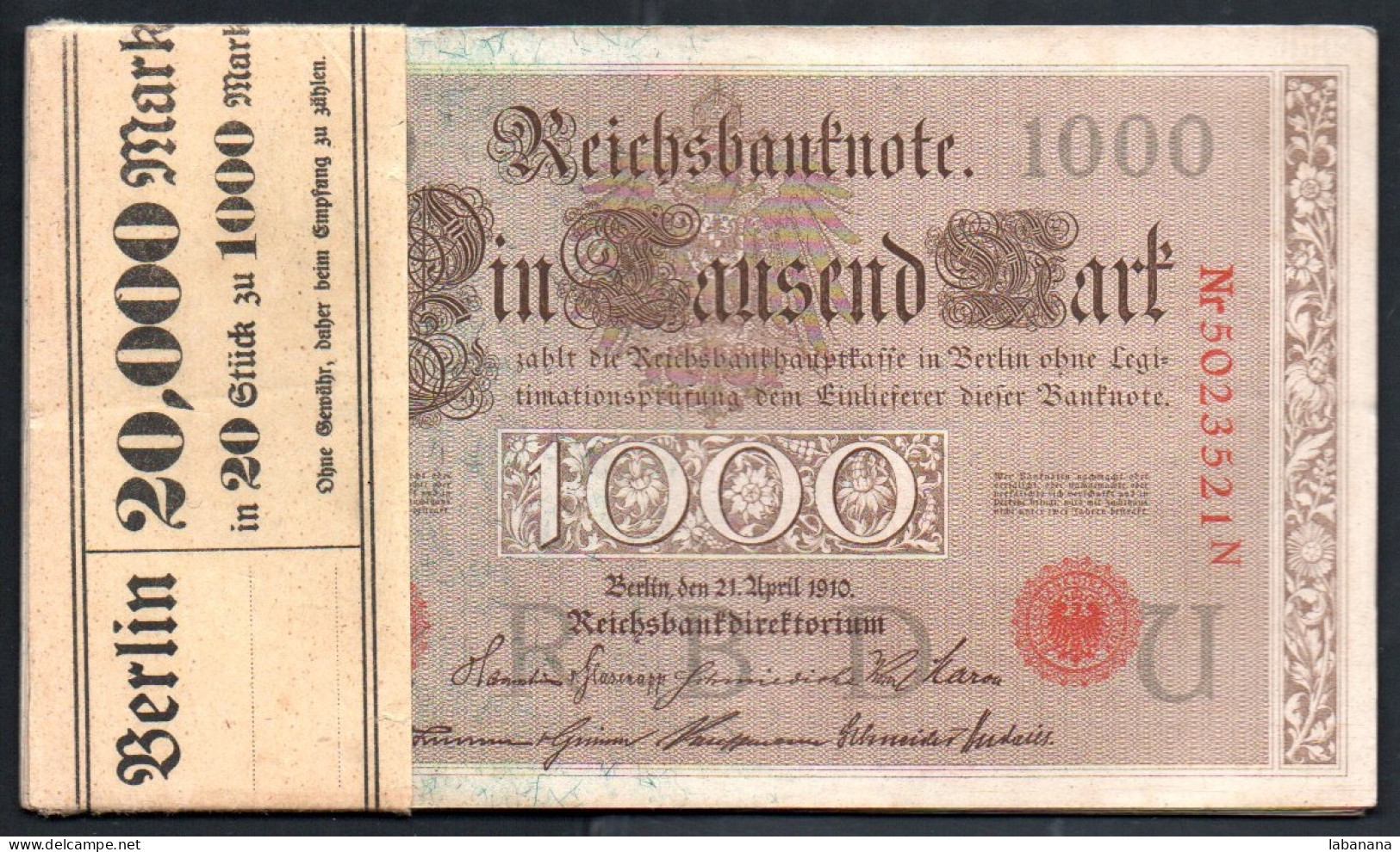 659-Allemagne Liasse De 20 Billets De 100m 1910 Neuf/unc - 100 Mark